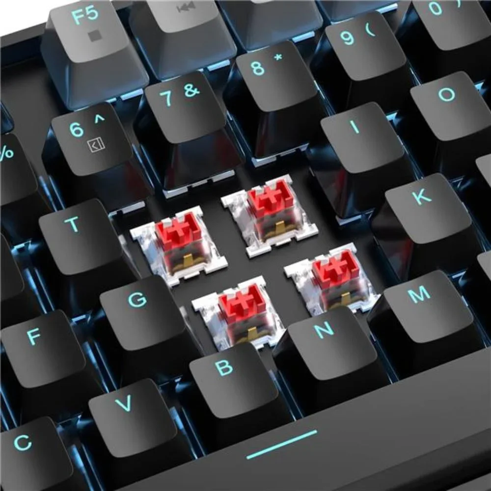 75% Mechanical Gaming Keyboard with Red Switch,LED Blue Backlit Keyboard,87 Keys